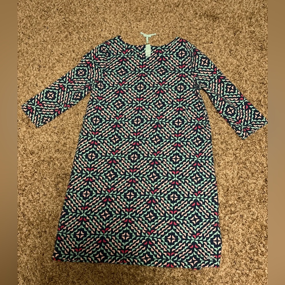 Girls Vineyard Vines Navy and Pink Patterned Top